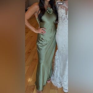 Selfie Leslie Olive Halter Gown